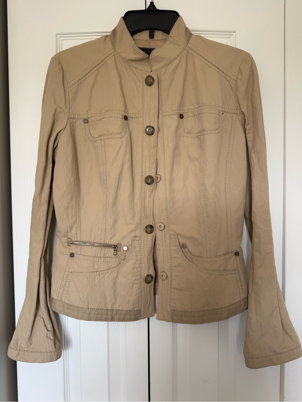 Elie Tahari Lightweight Tan Button-Front Jacket